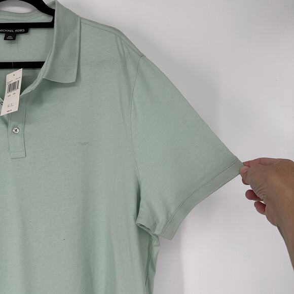 Michael Kors Embroidered Logo Cotton Pale Jade Short Sleeve Polo Mens XXL - Picture 6 of 10